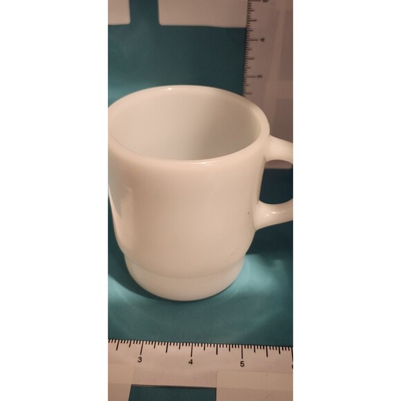 Vintage Fire-King Milk Glass Stackable Mug – Anchor Hocking Mid-Century Diner - Picture 3 of 8